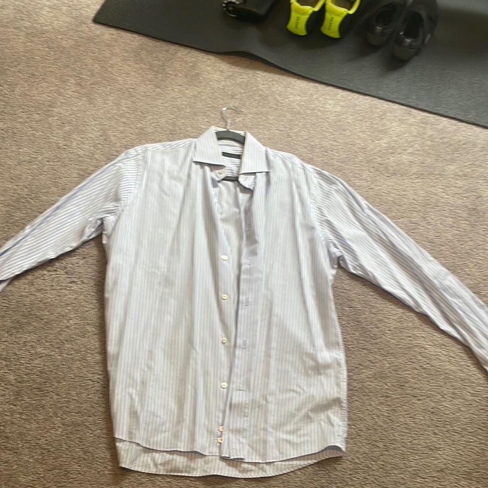 Blue pin striped suit shirt